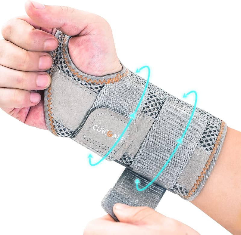 CURECARE Carpal Tunnel Wrist Splint Left Hand Gray L/XL Adjustable