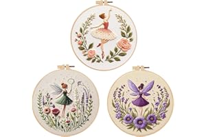 Feltsky 3 Pack Fairy Embroidery Kits for Beginner - Including Everything to Make 20cm Christmas Craft Kit for Mom Grandma Gir