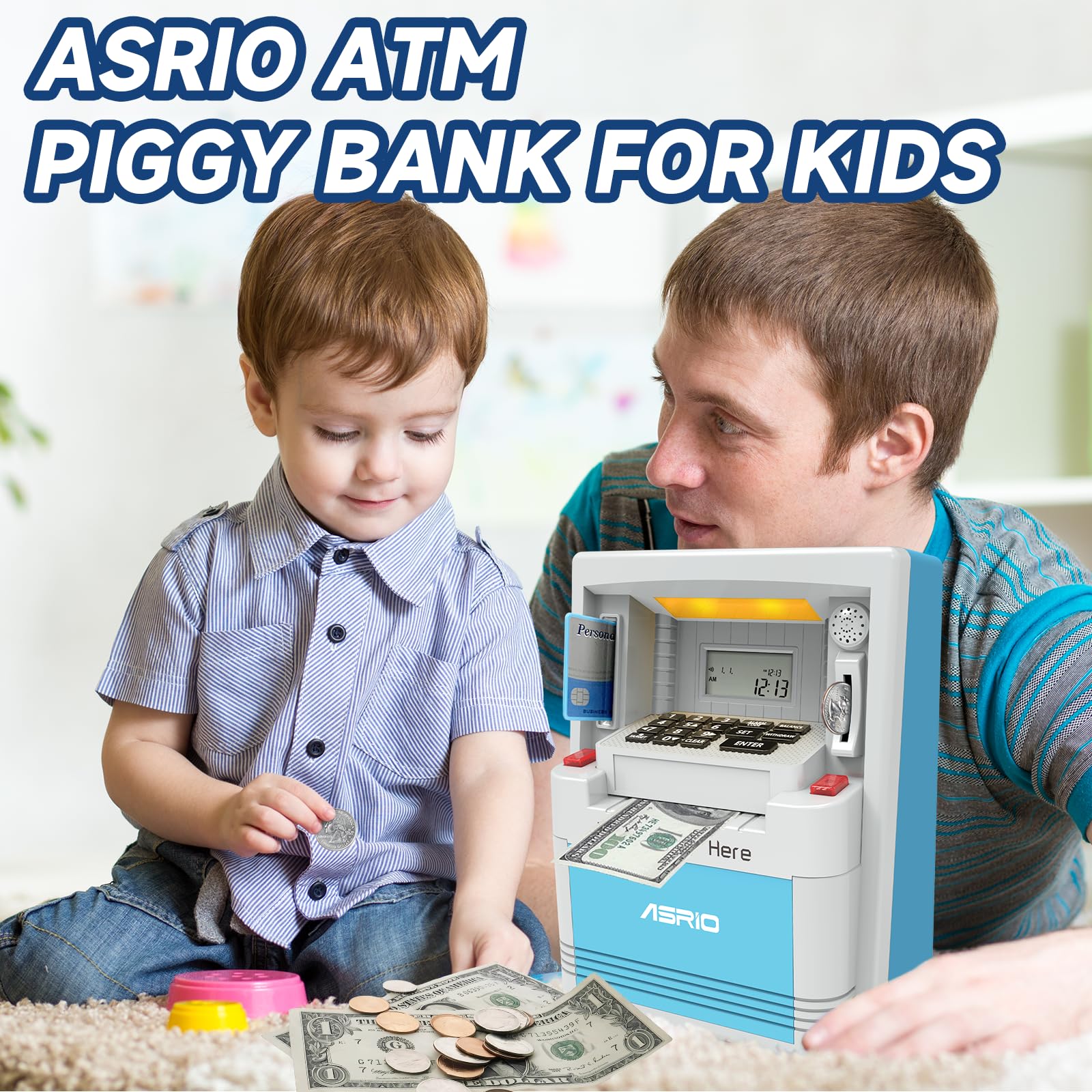 Electronic Piggy Bank for Kids, Cash Coin Can ATM Bank, Kids Banks for Real Money, Electronic ATM Machine Password Cash Coin, Toys for Ages 6-13 Piggy Bank, Electronic Savings Safe