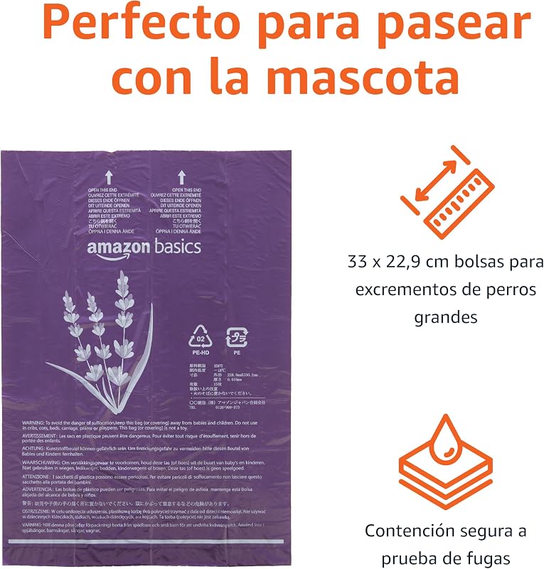 Saco de lixo para cães sem dispensador, lavanda, 300 sacos (20 pacotes de 15 sacos)