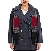 LONDON FOG womens Plus-size Double Breasted Peacoat With Scarf