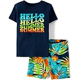 The Children's Place baby-boys And Toddler Short Sleeve Top and Shorts Snug Fit 100% Cotton 2 Piece Pajama Set
