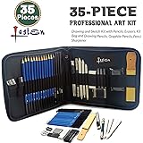Lasten 35 Pcs Professional Sketching & Drawing Pencils Kit, Sketching Pencils Set with Erasers, Charcoal Pencils, Graphite Pencils, Art Supplies Set with Case for Artists, Beginners, School Students