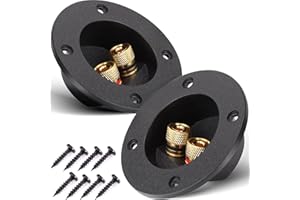 Facmogu 2PCS 3" Round 2-Way Speaker Box Terminal Cup Binding Post, Power Speaker Screw-in Terminal Plates, 3 Inch Subwoofer B
