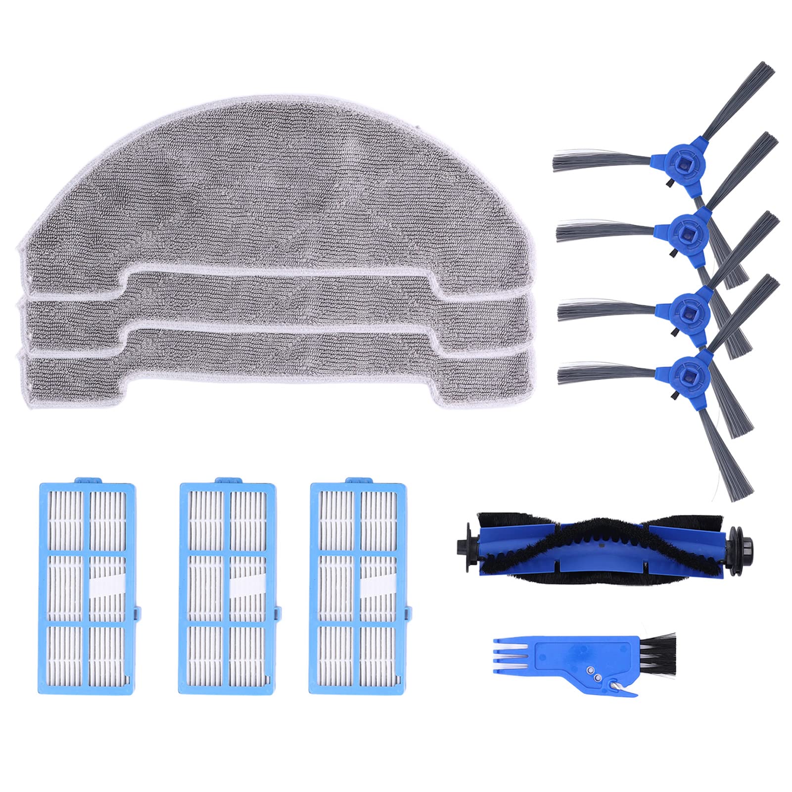 Atyhao Robotic Vacuum Parts, ABS Robotic Vacuum Kit with Side Brush Rag Filter Main Brush fit for 850T Robotic Vacuums Suits