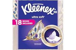 Kleenex Ultra Soft Facial Tissues, Cube Box, 75 Tissues per Cube Box, 18 Packs