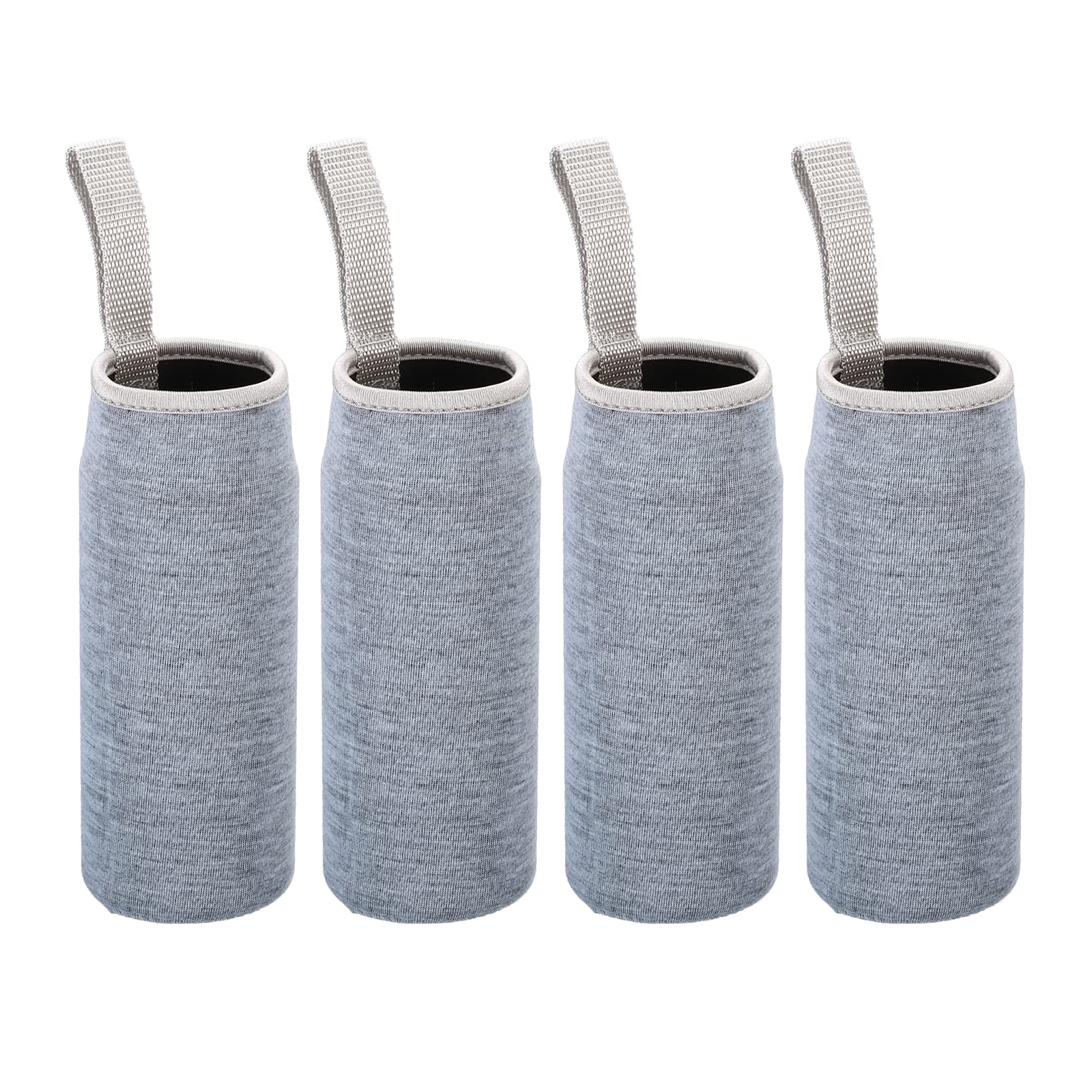 PATIKIL 65mmx180mm Water Bottle Sleeve, 4 Pack Neoprene Insulated Bottle Bag Holder Carrier Pouch with Finger Strap, Gray