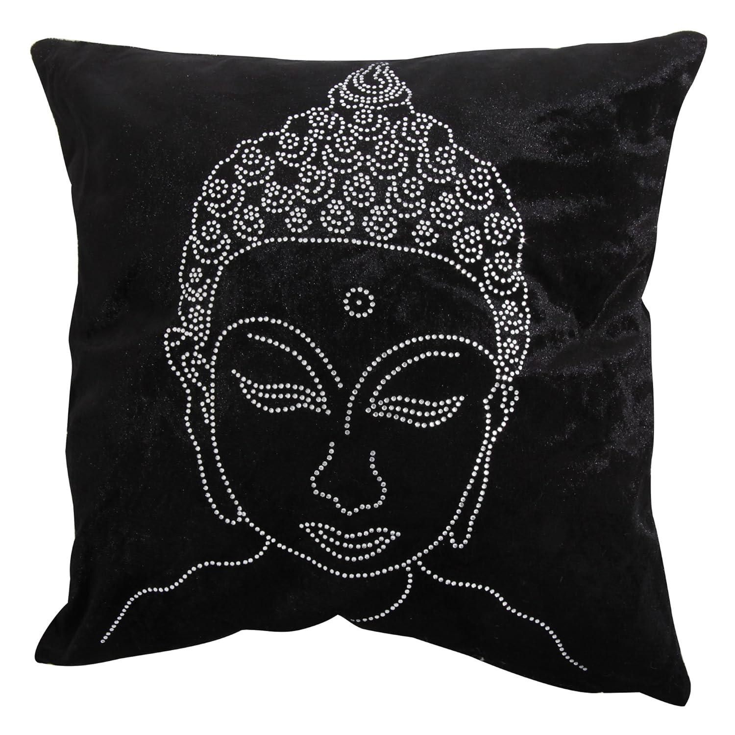 Panache Sparkle Buddha Shiny Black Cushion Cover 17" X 17" (43cm X 43cm