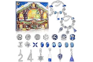 AUSRKI Christmas Advent Calendar 2023 Girls, 24 Days Christmas Countdown Calendar, Xmas Charm Bracelets for Girls, Stocking Stuffer Gifts Idea, DIY Jewelry Bracelet Making Kit for Kids-Blue