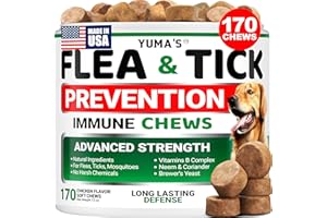 Flea and Tick Prevention for Dogs Chewables - 170 Treats - Natural Dog Flea and Tick Treatment Chewable Supplement - Oral Pil