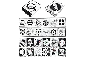 ONEST 2 Sets Black and White Books High Contrast Baby Toys 0-6 Months Baby Soft Books Infant Early Education Tummy Time Toys 6-12 Months Montessori Activities Cloth Book for Boys Girls Toddler