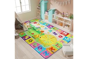 B BENRON 7x10 Kids Rug Play Mat Carpet Educational and Fun Playmat with ABC Alphabet Animals Shapes Colors Large Area Rug Learning Rugs for Bedroom Playroom Baby Toddler Children Play Game Activity