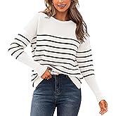 BTFBM Fall Sweaters for Women 2026 Casual Long Sleeve Sweater Striped Loose Fit Pullover Tops