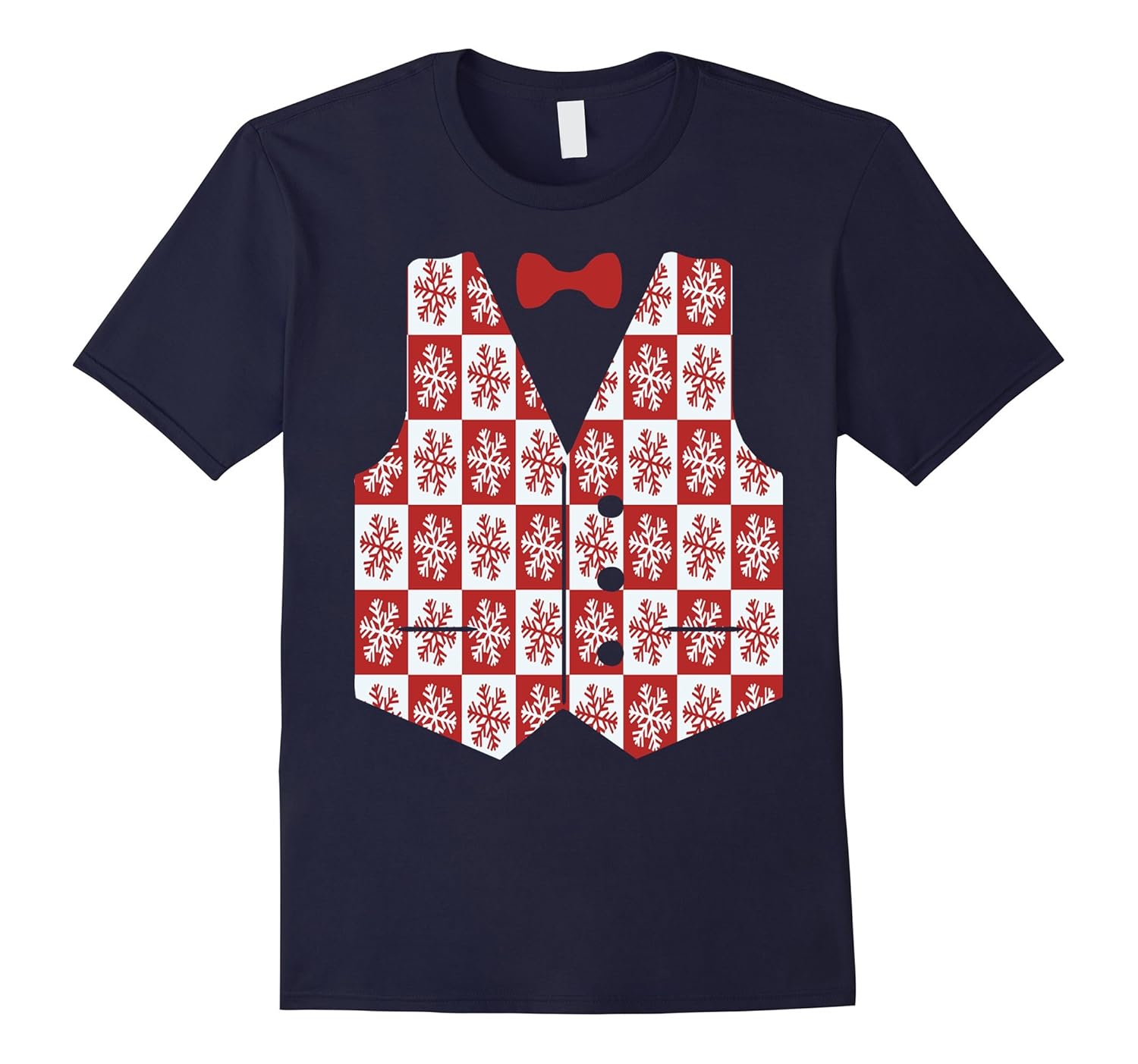 Snowflake Vest With Bow-tie T-Shirt Tacky Ugly Christmas-ANZ