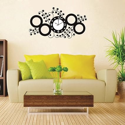 Syga Black Circles PVC Vinyl Wall Clock (35 cm x 17 cm x 5 cm)