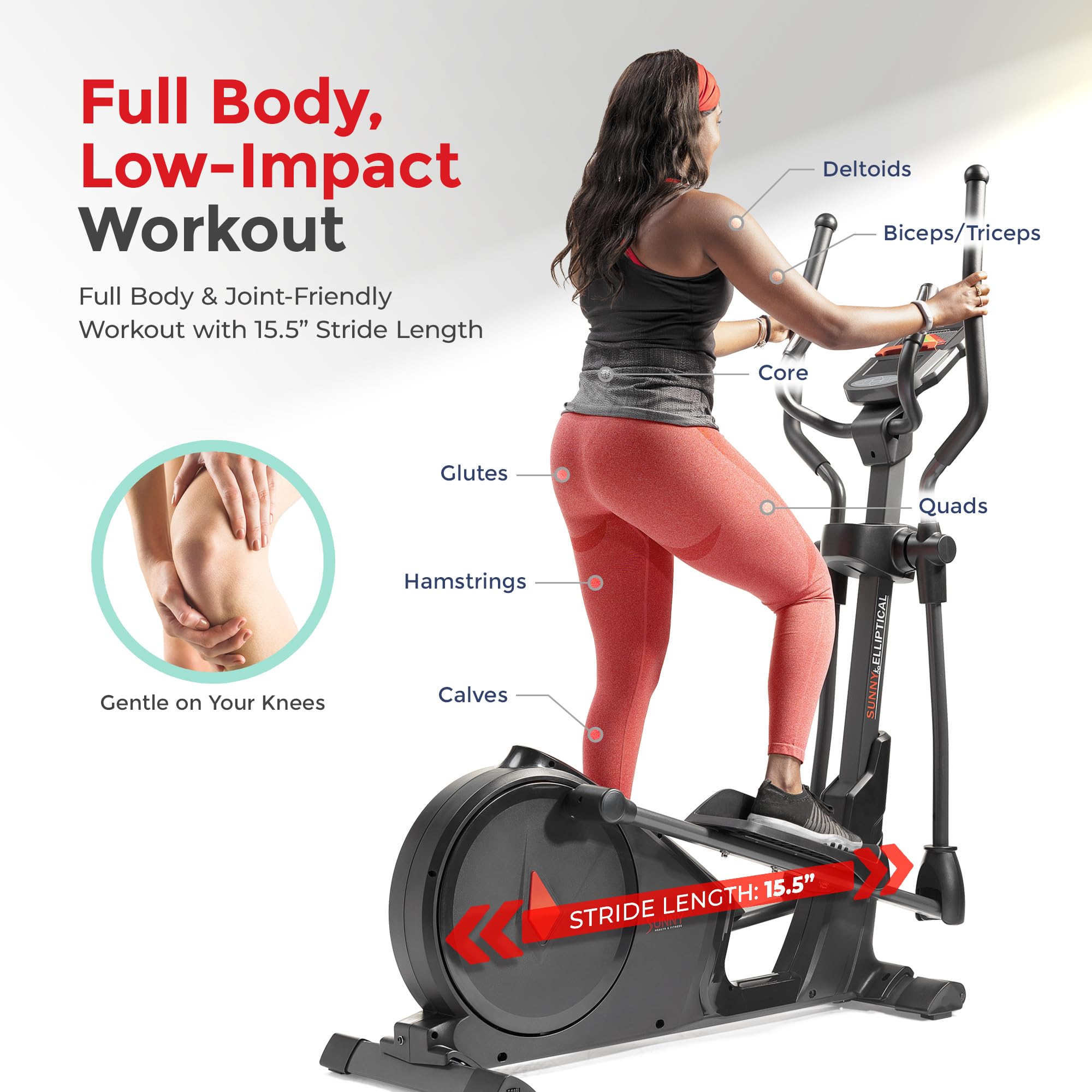 Sunny Health & Fitness Programmable 16 Electro-Magnetic Elliptical Cross Trainer Exercise Machine, Full-Body Cardio Equipment w/ 24 Pre-Built Workouts, 330LB Capacity,Optional Free SunnyFit App Link