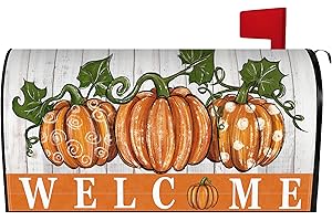 HARETU Fall Pumpkin Mailbox Cover 21x18 Inch, Autumn Post Letter Box Covers, Harvest Thanksgiving Magnetic Waterproof Mail Wraps for Outdoor Yard Garden Standard Mailbox Decor