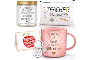 YORKTEND Teacher Gifts Thank You Gifts Basket for Women Teacher Appreciation Gifts Sets from Student Best Teacher Gifts Big Heart Pink Coffee Mug Graduation Gifts Christmas Gifts for Women Teachers Candle Cup