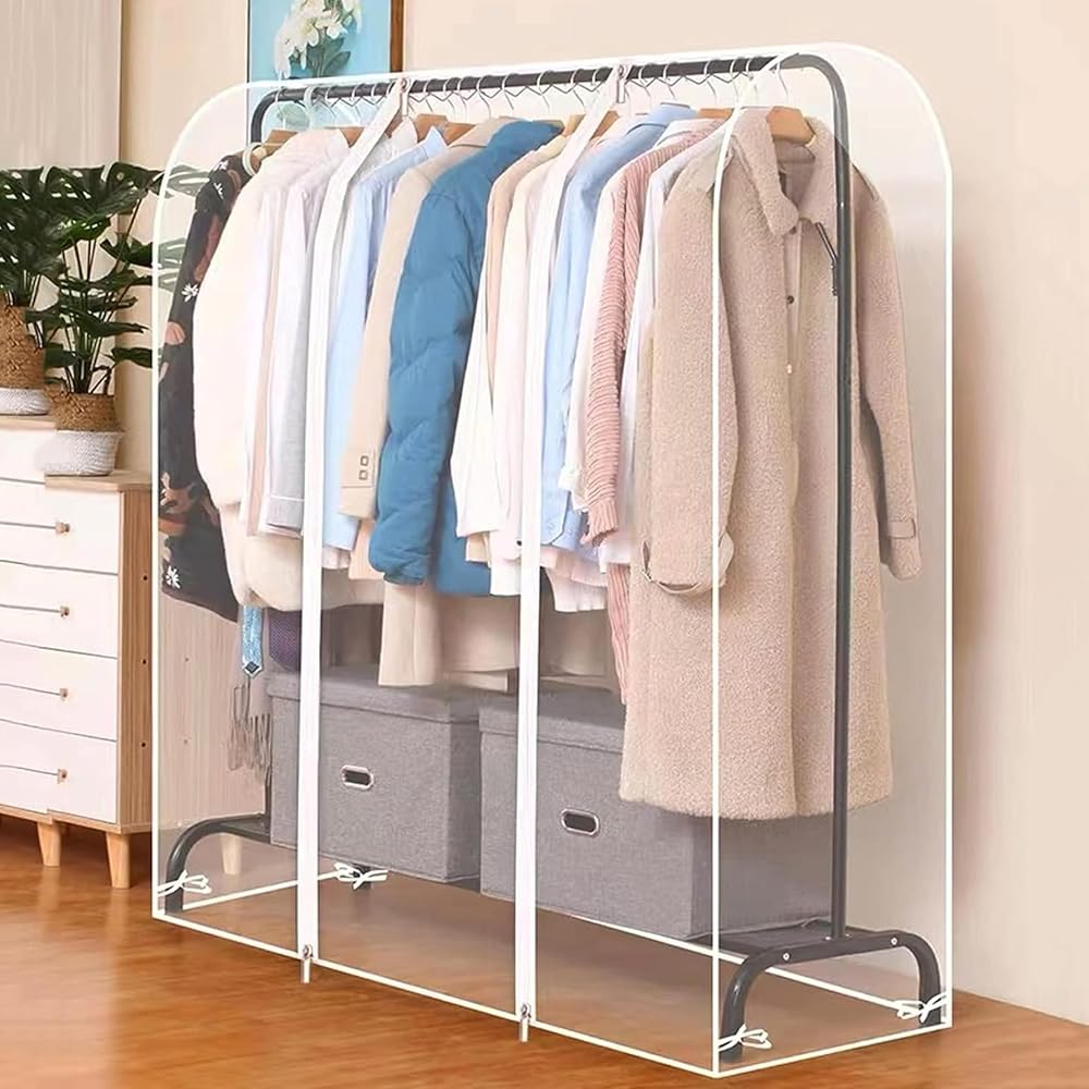 Vivo Technologies 4ft Transparent Clothes Garment Rail Cover Zip Over Cover