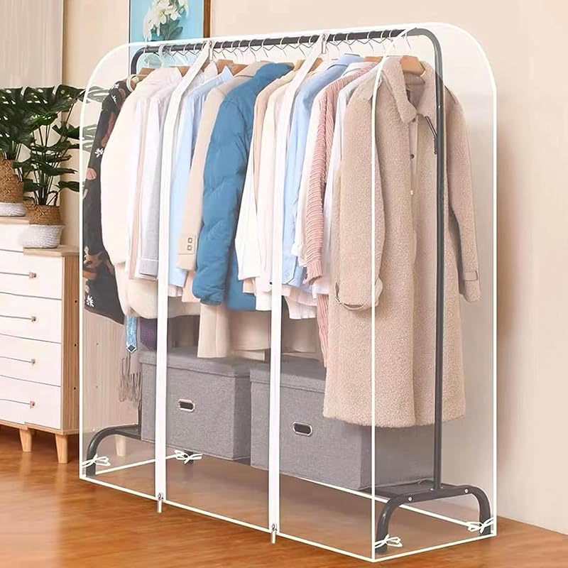 Vivo Technologies 4ft Transparent Clothes Garment Rail Cover Zip Over Cover