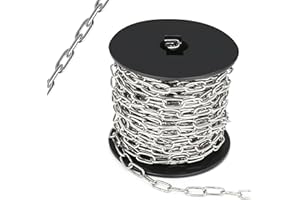 50ft Metal Jack Chain for Hanging 1.5/2.0mm 304 Stainless Steel Link Chains with Spool,Metal Chains are Customizable for Hang