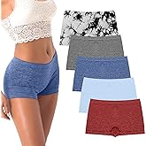 R RUXIA Women's Boyshorts Underwear Seamless Boy Shorts Panties Soft Stretch Boxer Briefs 5 Packs(Regular & Plus Size)