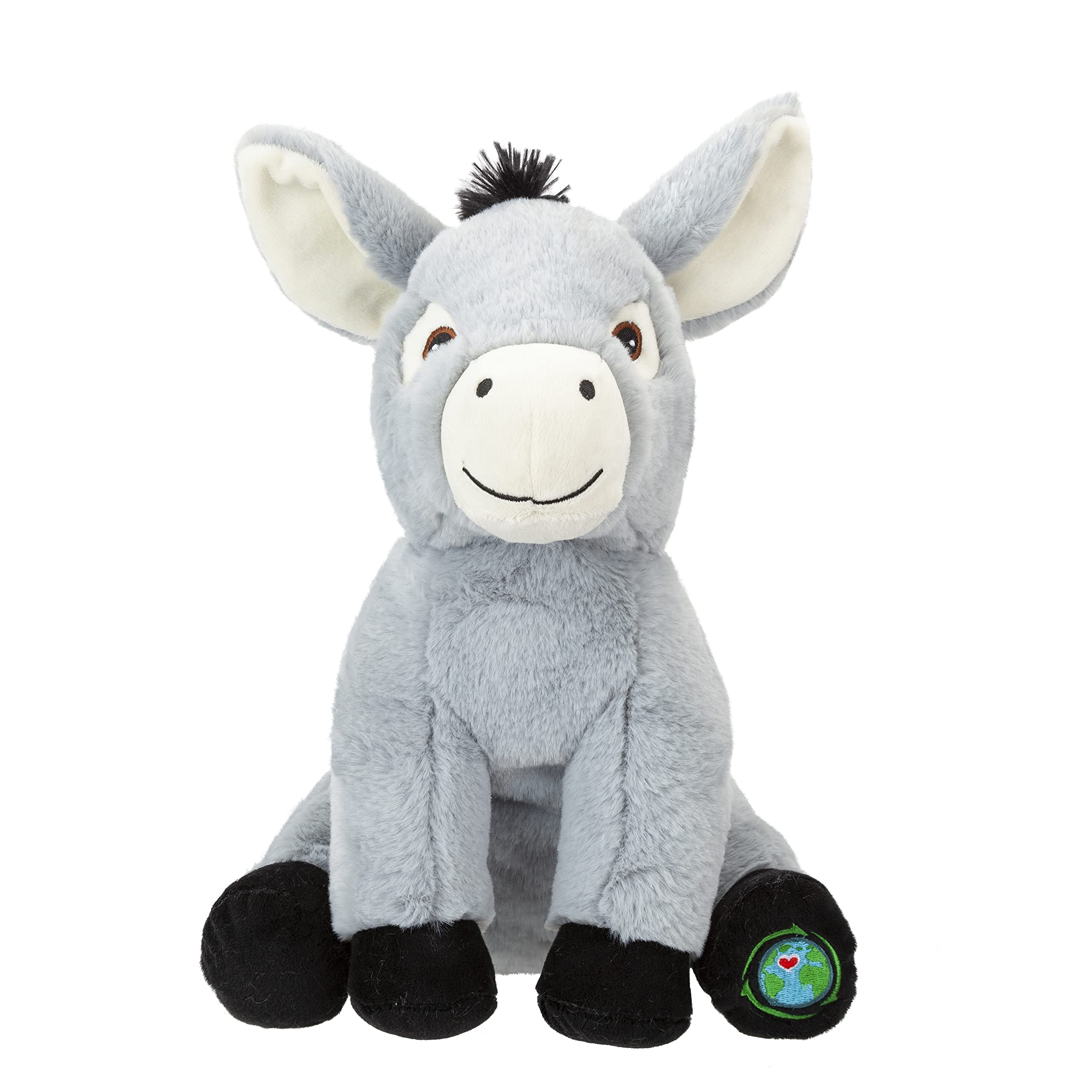 PMS VFM - Grey Donkey 23cm Eco Friendly Toy - Super Soft Cuddly Farm Animal Fluffy Plush With Embroidered Details Made From 100% Recycled Material - Your Planet