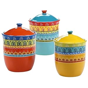 Certified International 3 Piece Valencia Canister Set, Multicolor
