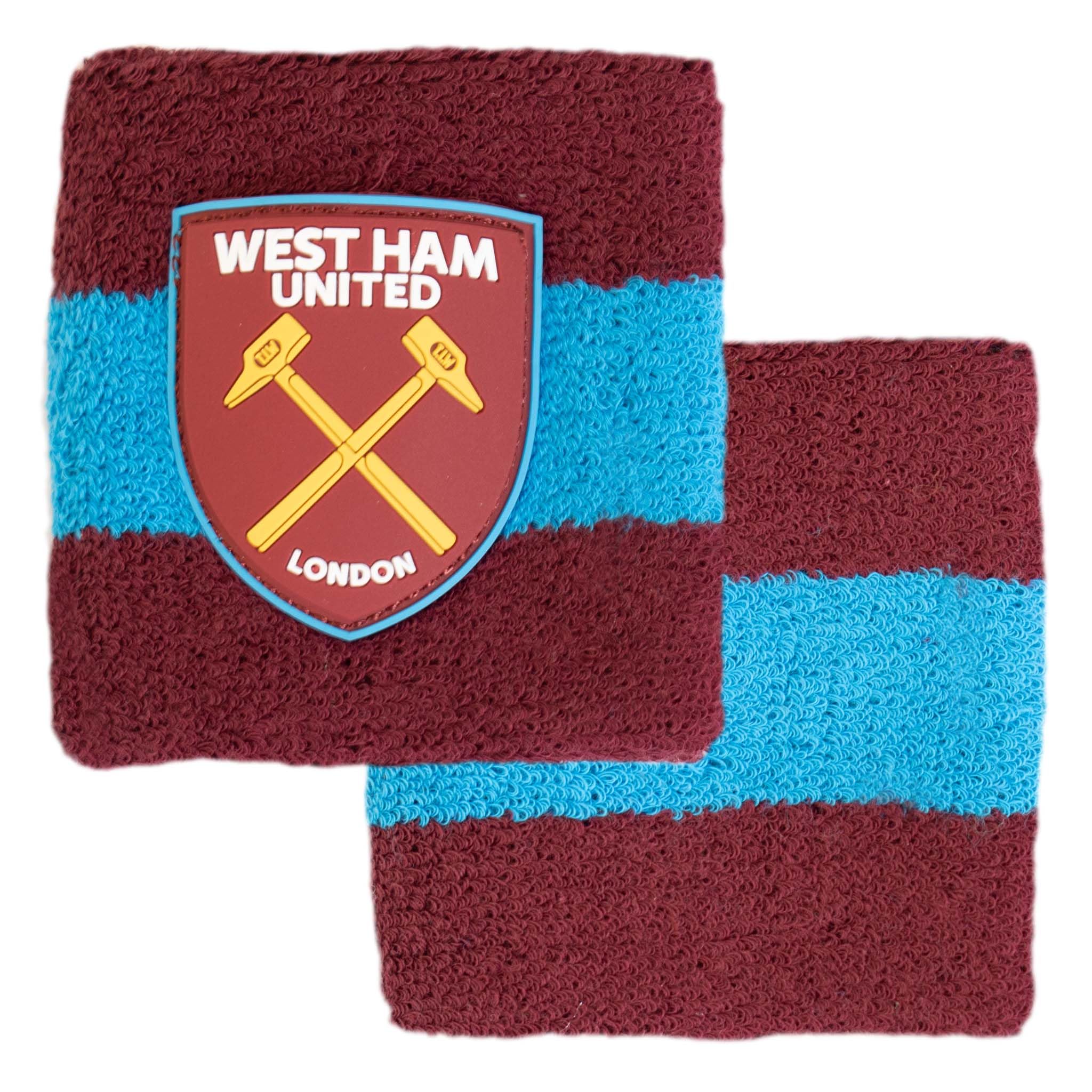 Hy-Pro Officially Licensed West Ham F.C. Cotton Wristband | Hammers, 2 Pack, Sweatband, Kids, Adult, Unisex, Moisture Wicking Sweat Bands, Football, Running, Sports, Gym, Tennis, Exercise