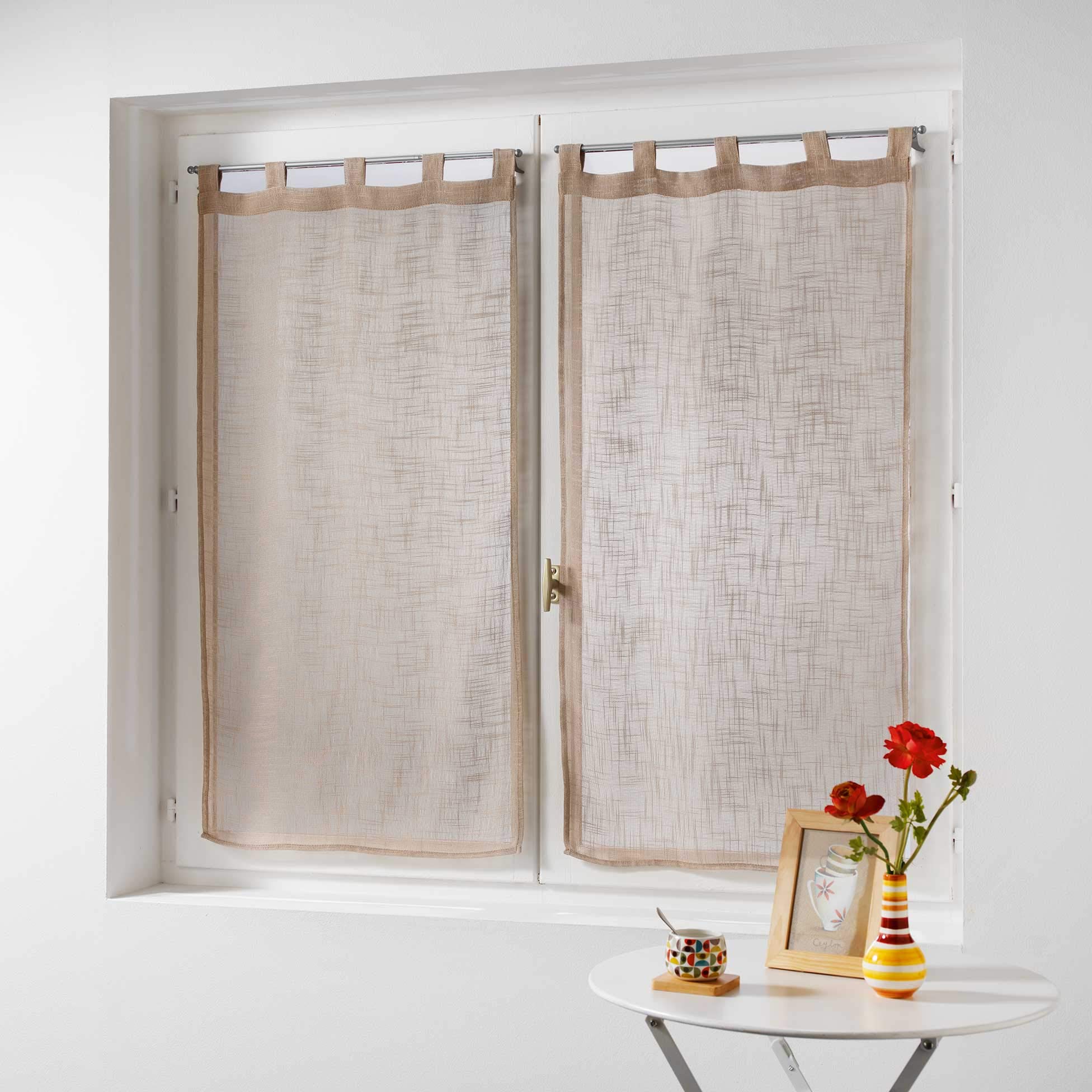 Douceur d 'Intérieur Pair Curtain Linen Effect Tisse haltona, Polyester, Hazelnut brown, 120 x 60 cm