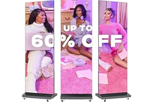 QIXZOCV MWE LED Digital Signage Display with Flight Case, P1.86 Spliceable LED Poster Screen with Publishing System, Foldable Advertising Display Kiosk for Events and Rentals, WiFi/USB/HDMI (1 Panel), Black