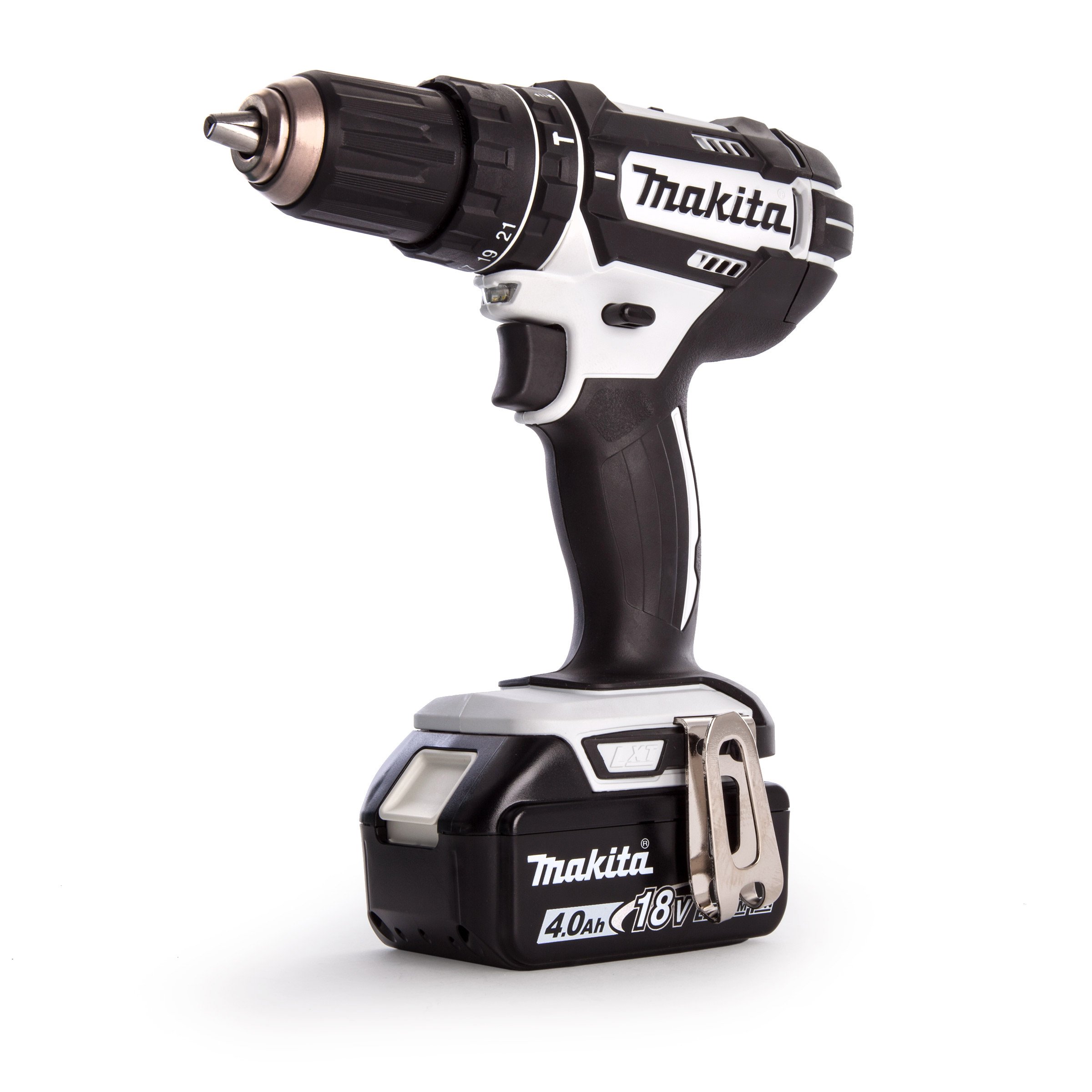 Makita DHP482RM1JW Combi 18v 4Ah Black & White Drill Cordless LXT Li-ion, 18 V, White/Black, LARGE