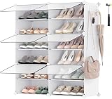 SONGMICS Interlocking Shoe Rack Cabinet 6-Slot Modular Storage Unit White