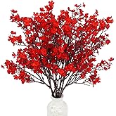 Uieke 6 Pcs Babys Breath Artificial Flowers Bulk Silk Red Faux Flowers Real Touch Gypsophila Bouquet for Christmas Halloween Home Wedding Decoration