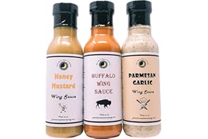 JUNE MOON SPICE COMPANY Chicken Wing Sauce | Variety 3 Pack | Honey Mustard Chicken Wing Sauce | Buffalo Chicken Wing Sauce | Parmesan Garlic Chicken Wing Sauce | Crafted in Small Batches | 12 fl. oz. Flavor Lock Bottles | Premium | 3-Pack Chicken Wing Sauce Variety – Perfect for Tossing and Dipping!
