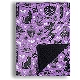 Donsonny Baby Blanket for Boys Girls Soft Minky with Double Layer Dotted Backing, Halloween Printed 30 x 40 Inch Receiving Blanket (Halloween Witch)