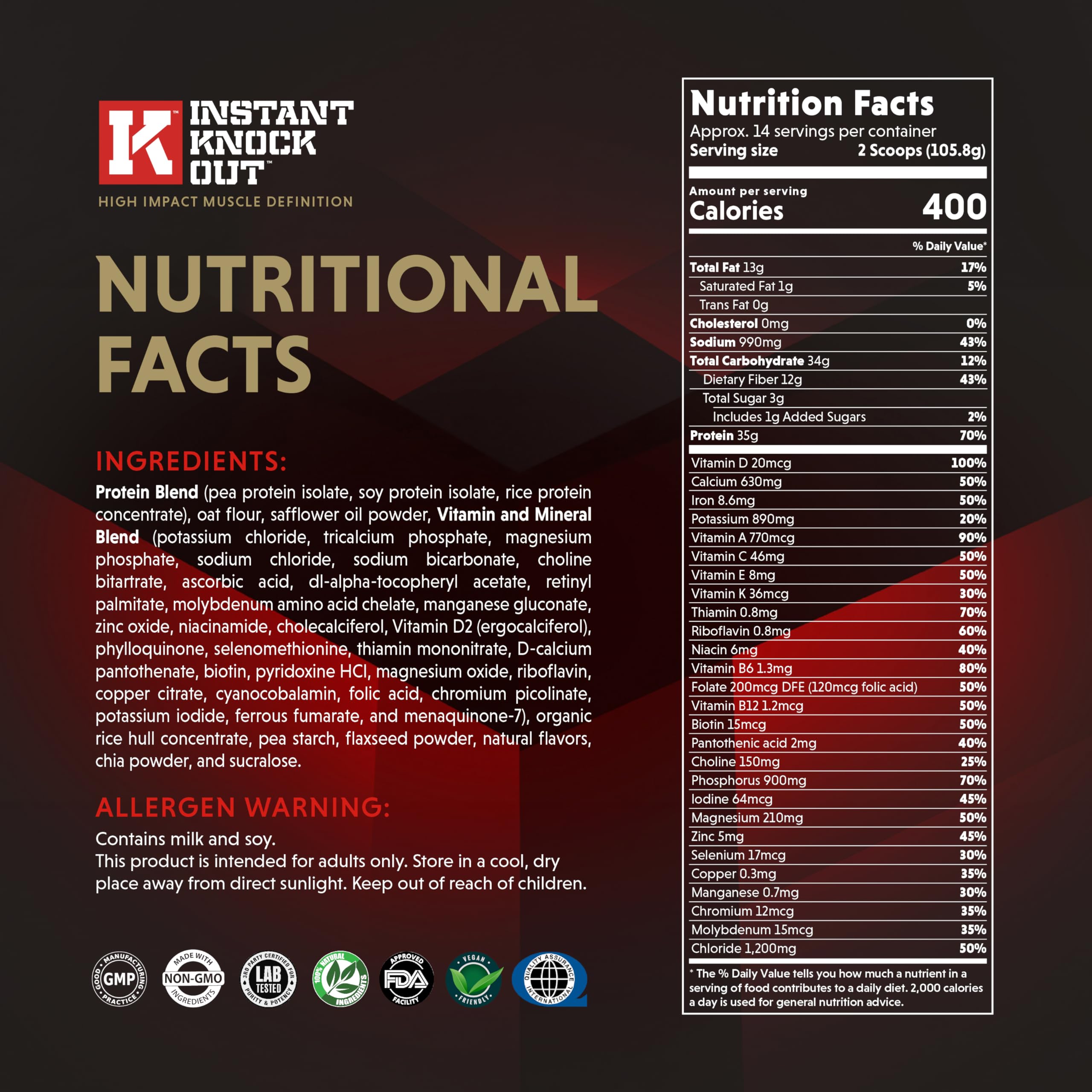 Instant Knockout Complete Shred - Meal Replacement Shake - Vanilla - High-Protein, Vitamin-Enriched, Nutritionally Complete - 14 Servings