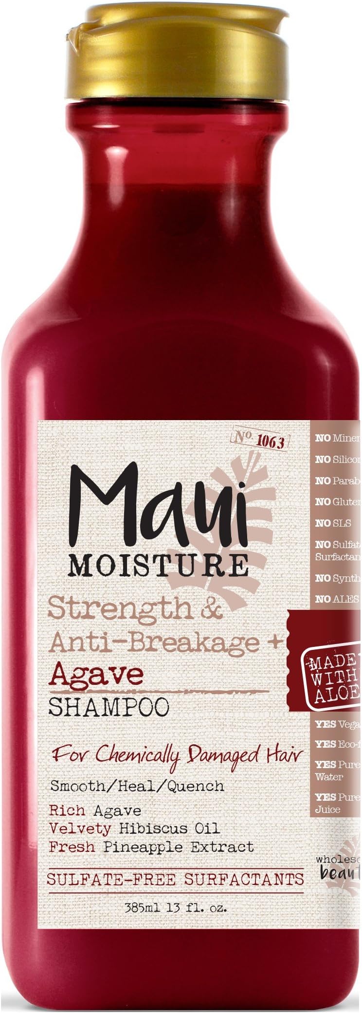 Maui Moisture Shampoo Agave 13 Ounce (Strength & Anti-Breakage) (385ml) (6 Pack)