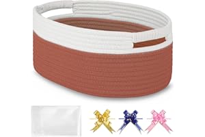 BOSROTY Small Woven Basket with Gift Bags and Ribbons, Empty Gift Basket, Basket for Gifts, Gift Basket for Women Men, Shelf Baskets, Small Cat Dog Pet Toy Basket, 13”x 9”x 5.5”, Autumn Glaze