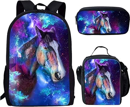 Amazon Com For U Designs Universe Horse Backpack Set 3 Piece High
