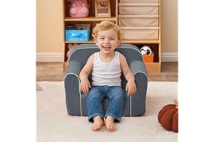 DAICO Ultra-Soft Foam Kids Sofa Chair, Cozy Toddler Bean Bag Chair with Armrests for Boys and Girls, Teddy Lazy Sofa Couch for Reading & Playing, Grey, Small