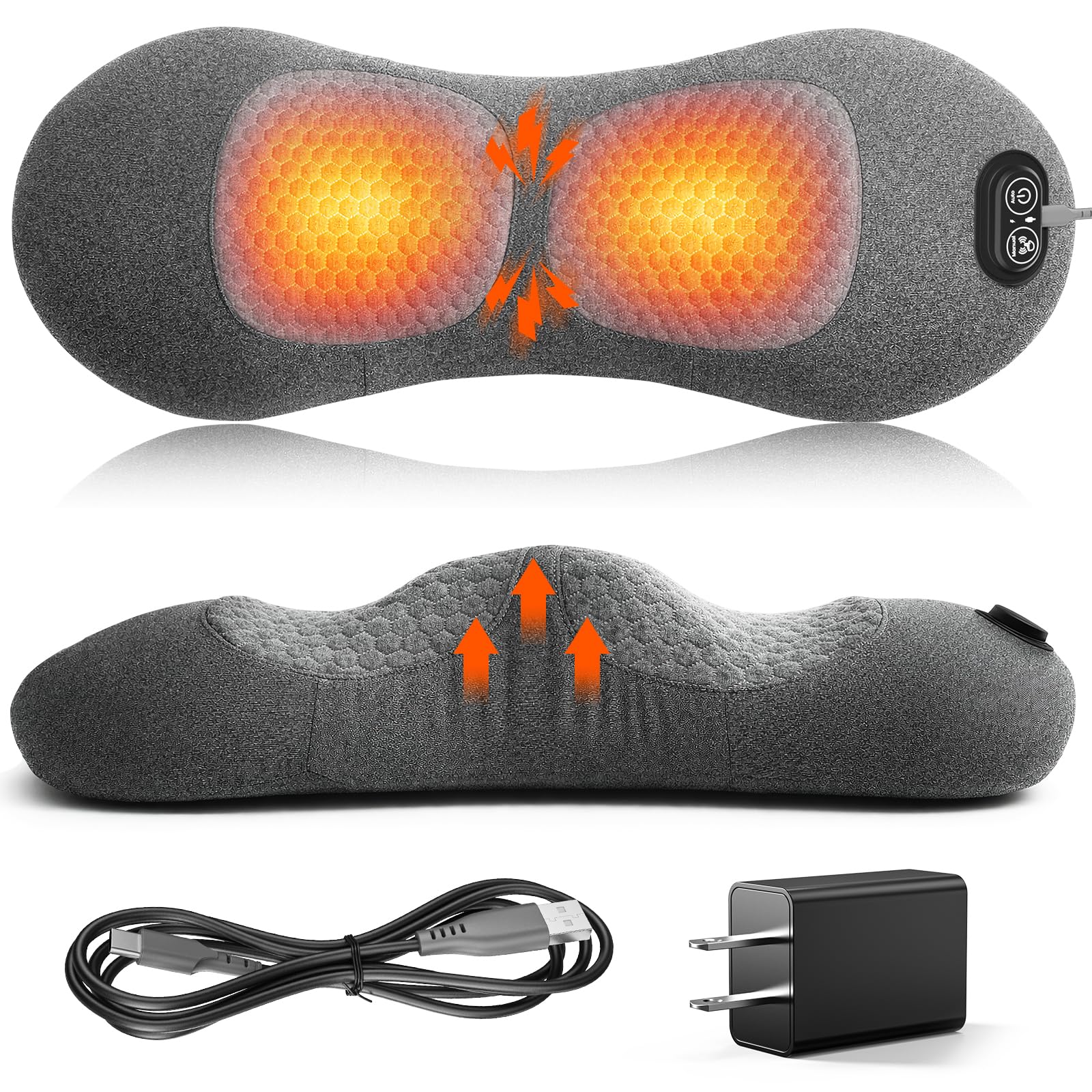 Photo 1 of 3 in 1 Lower Back Massager, Triple Fusion Back Massager with Heat, Vibration and Stretch,Lumbar Support Pillow with Ergonomic Memory Foam for Bed and Chair