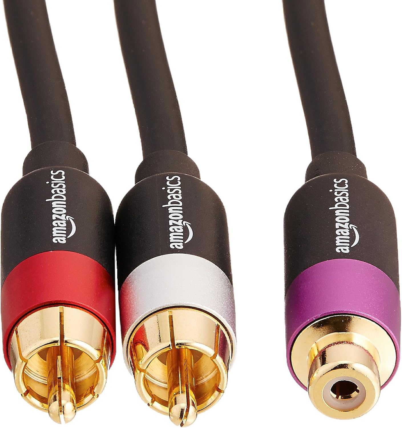 Basics 2-Male to 1-Female RCA Y-Adapter Splitter Cable - 12-Inch, 10-Pack: Electronics