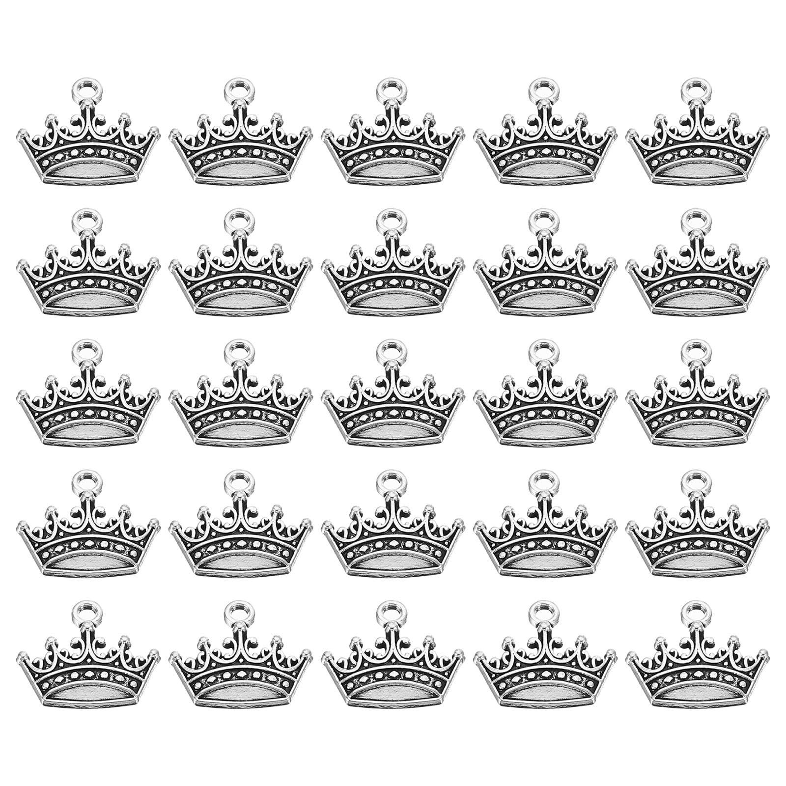 PATIKIL Crown Charm, 50Pcs Mini Crown Pendant Charm Bulk Metal Vintage Designer DIY for Making s s Wedding Crafts Queen, Silver