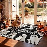 Ileading Halloween Indoor Door Mat Washable Ghosts Muddy Rugs for Dog 2x3ft | Durable Non Slip TPR Backing;Low Profile;Easy to Clean;Absorbent;Heavy Traffic Resistant;For indoor & outdoor Autumn Decor