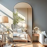 NicBex Oversized Full-Body Mirror, Large Arched Full Length Mirror with Stand, 76"x35" Aluminum Alloy Frame Oversized Floor Mirror, Black - Free Standing, Leaning Against Wall or Wall-Mounted