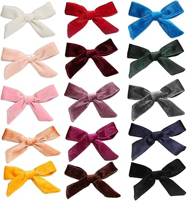 Amazon.com: inSowni - Juego de 15 pinzas para el pelo de cocodrilo de terciopelo para bebés y niñas, adolescentes, niños, color blanco, rosa, rosa, rosa, cúrcuma, amarillo, rojo, rosa, rojo, rojo, burdeos,