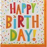 Creative Converting Happy Birthday Fun Luncheon Napkins with printed colorful Confetti - 16pcs
