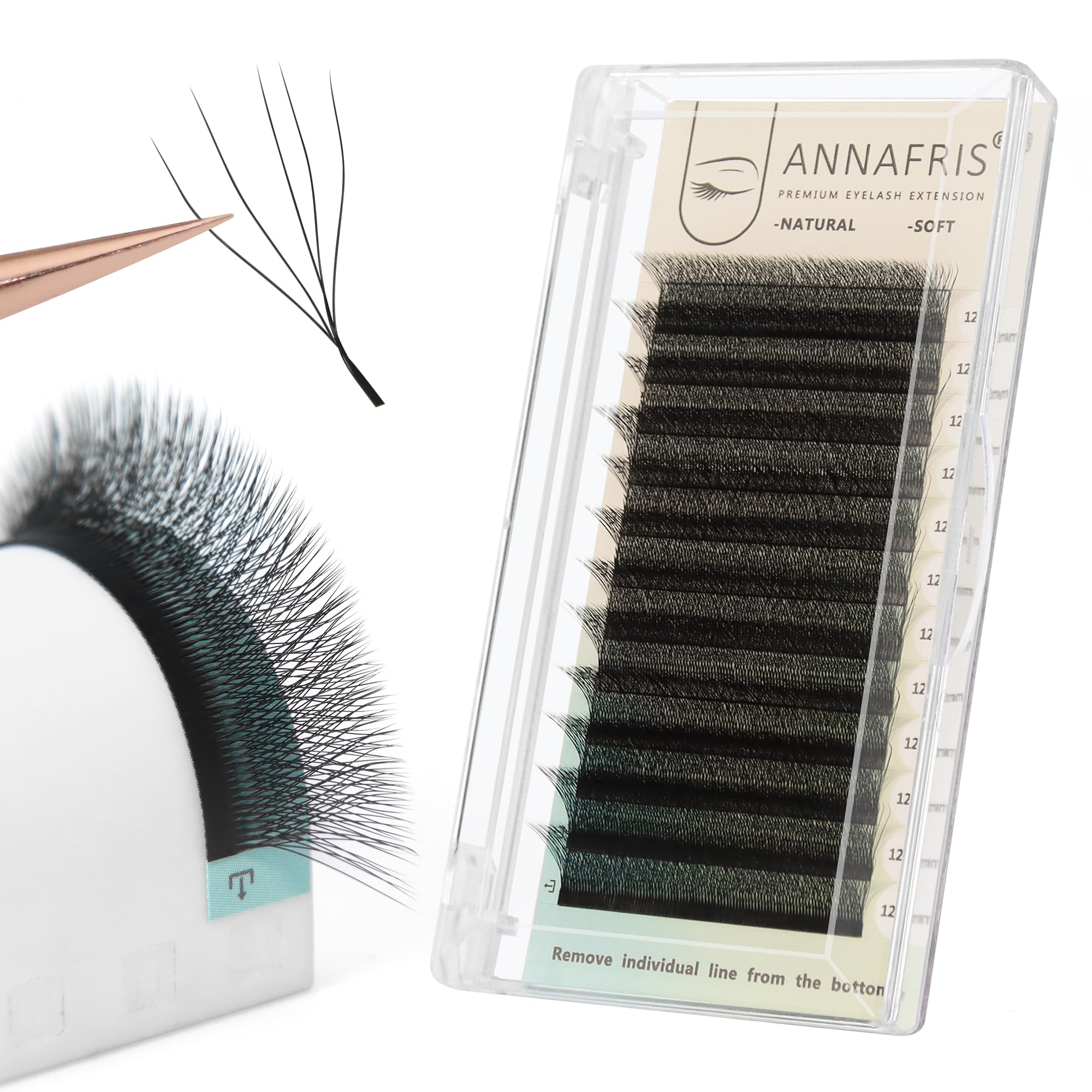 ANNAFRIS 5D W Premade Fan Lash Extension 0.07 L Curl 9-13mm Pre Made Russian Volume Eyelash Hand Woven Lash Soft Faux Mink False Lashes(5D W 0.07 L 9-13mm)