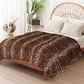 Vessia Leopard Printed Twin Size Blanket(60x80inch), Soft Cozy 290GSM Classic Leopard Pattern Bed Blanket for All Season, Comfy Yellow Cheetah Print Flannel Fleece Home Decor